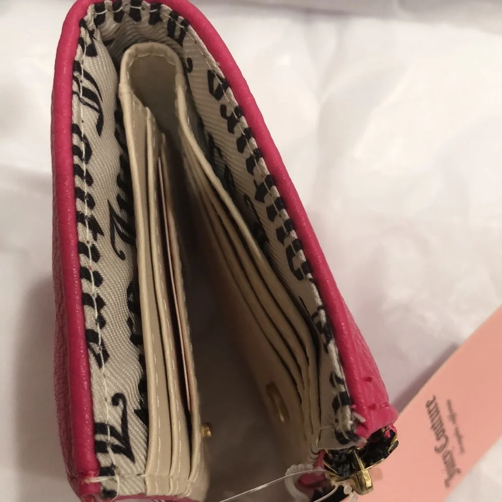 Juicy Couture pink flash breaking the rules bifold wallet with pullout card case